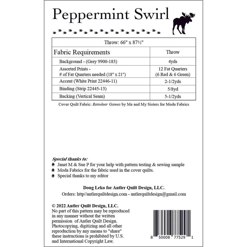 PEPPERMINT SWIRL QUILT Pattern ~ by Doug Leko ~ 66" X 87" Finished Size ...