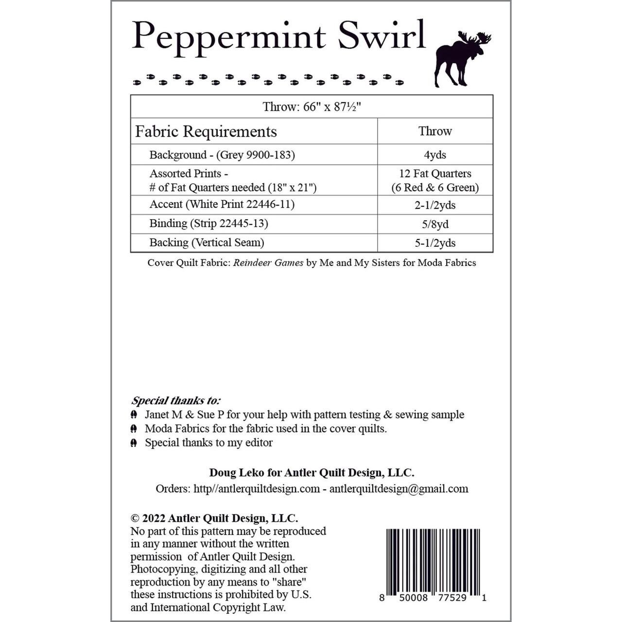 PEPPERMINT SWIRL QUILT Pattern ~ by Doug Leko ~ 66" X 87" Finished Size ...