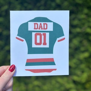 Carte personnalisée de rugby Leicester Tigers - Nom et numéro personnalisés - Cadeau pour la fête des pères