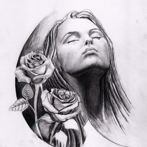 Lady and flowers fine art print