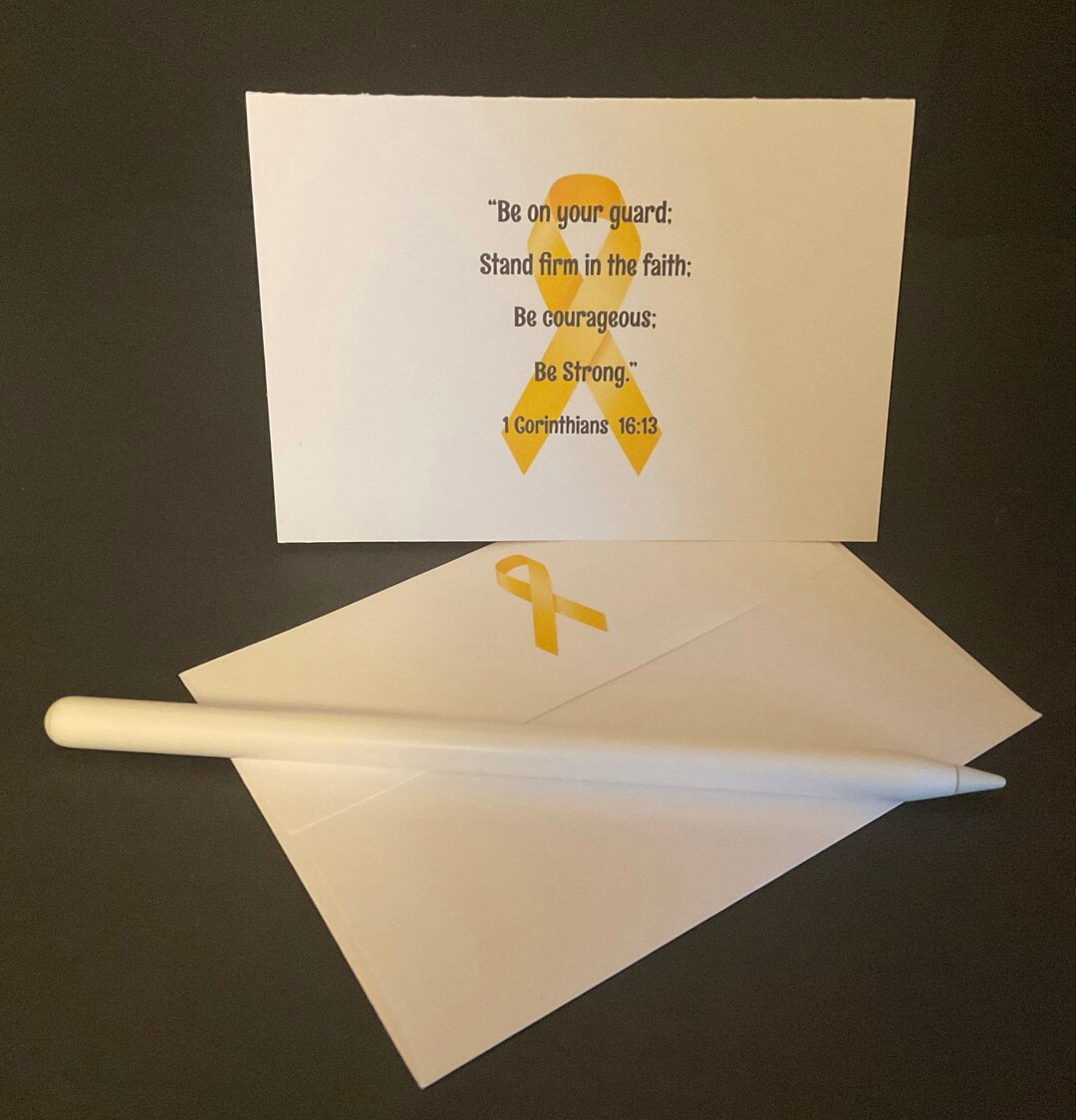 Note Card With Ribbon Note Card - Yellow Ribbon - Awareness Ribbon - Military - Etsy