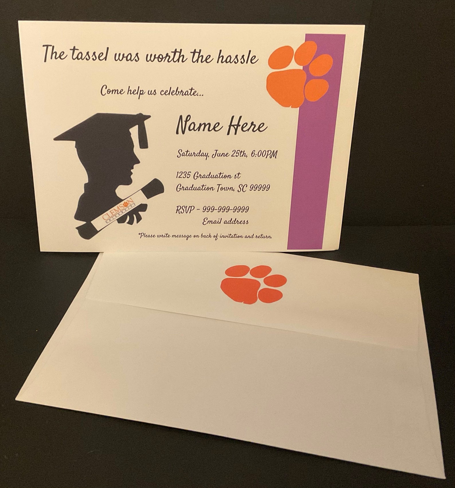 Clemson Graduation Party Invitations Clemson University Etsy UK
