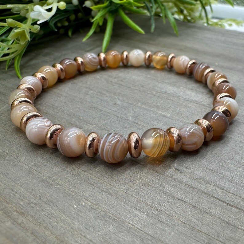 Calming Energy Bracelet Genuine Botswana Agate Crystal Gemstone and