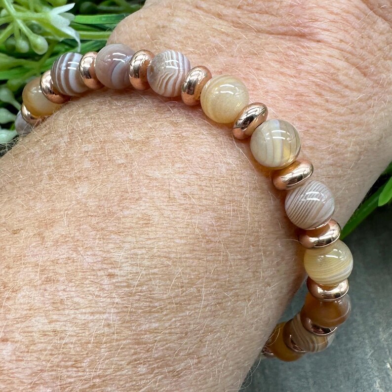 Calming Energy Bracelet Genuine Botswana Agate Crystal Gemstone and