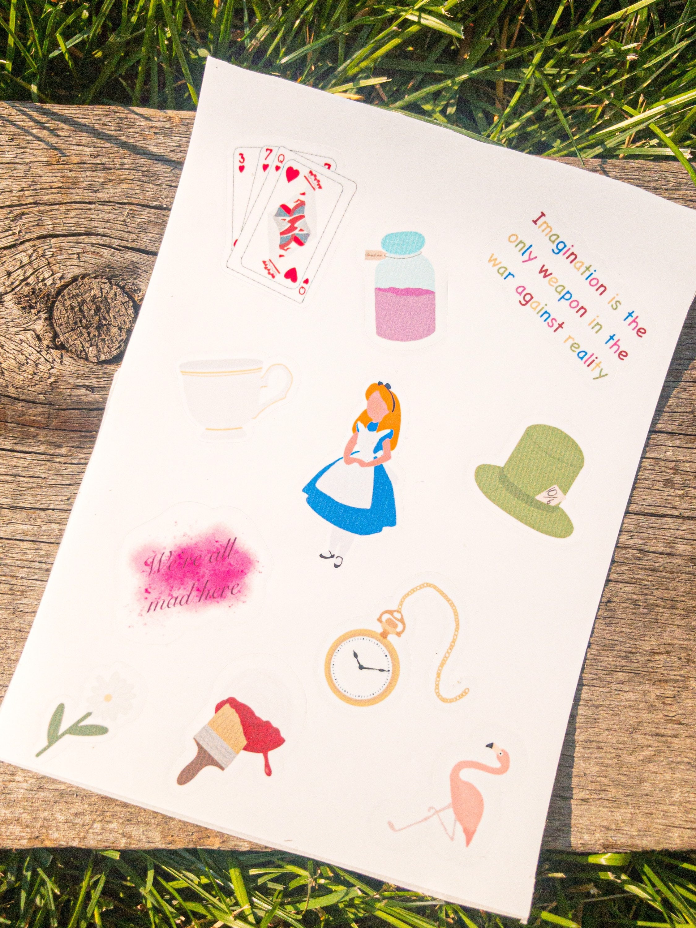 Alice in Wonderland Inspired Sticker Sheet Etsy UK