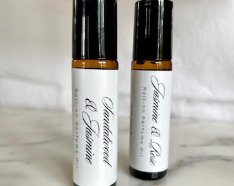 Sandalwood Jasmine Roll On Perfume Oil: Jasmine, Rose, Vanilla, Natural, Non-Toxic