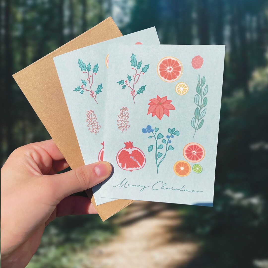 Set of 10 Merry Christmas Stationery Christmas Card Set Etsy
