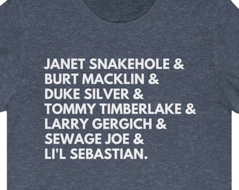 Parks and Rec, Parks and Recreation, Janet Snakehole, Burt Macklin, Li'l Sebastian, Parks and Rec Tee