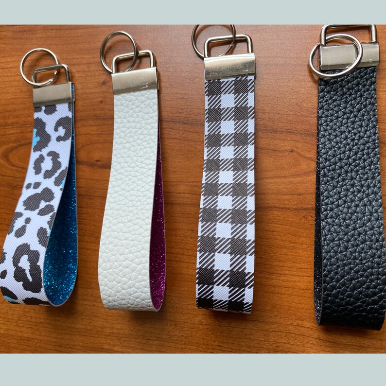 Faux leather key fob holder with OR without glitter inside Etsy