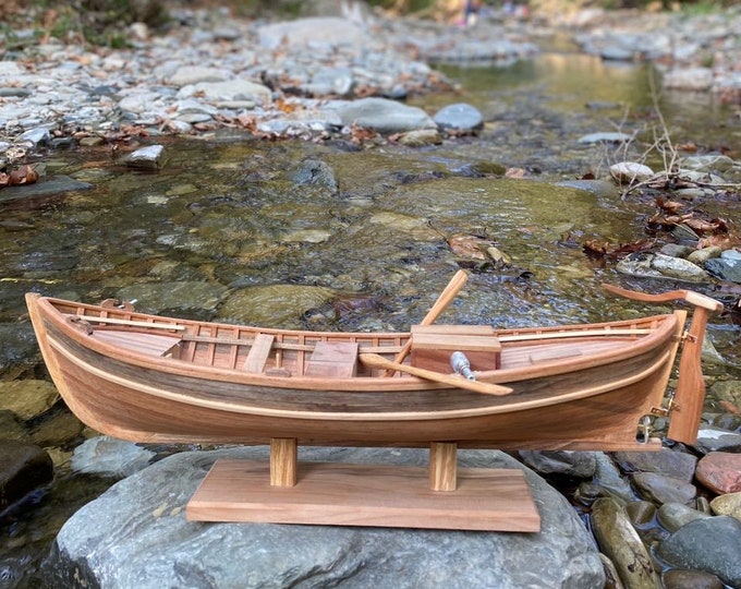 FISHING BOAT MODEL Ship, Rowing Boat Ornament, Rowing Gift, Rustic Shelf/Desk/Table Decor for Home Office & Farmhouse, Fisherman Birthday