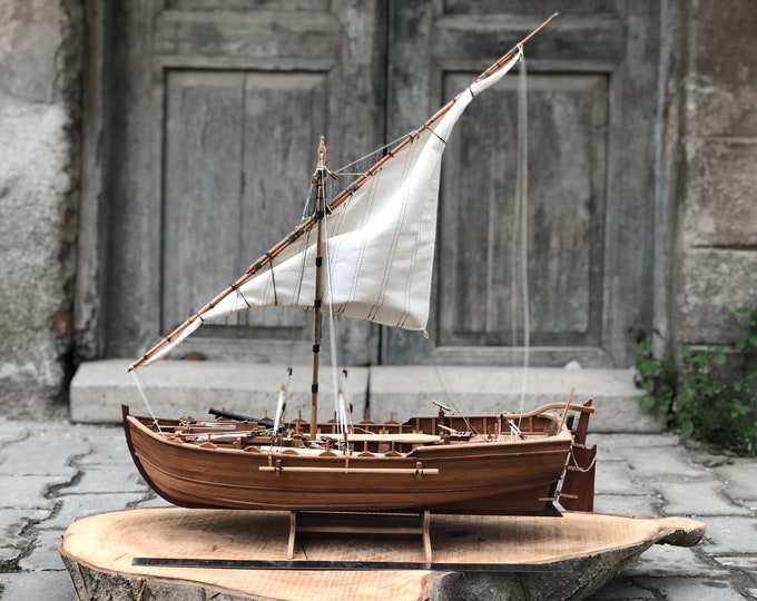 PANART LANCIA-Scale Model Ship, Sailing Boat Model, Wooden Boat Ornament, Viking/Nautical/Pirate Home Self Decor Objects, Sailor Eco Gift