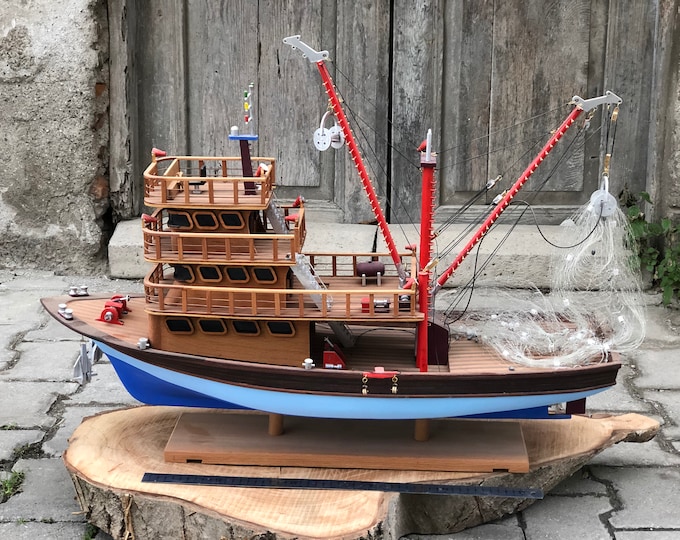 Trawler Boat Model Handcrafted Wooden  Ship