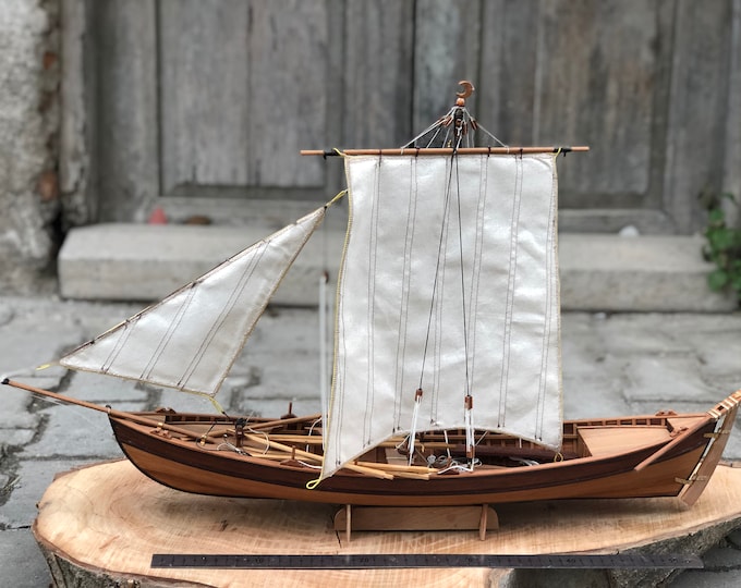 SMYRNA BOAT MODEL, Sailing Ship Model, Wooden Sailboat Ornament Center Piece, Console/Shelf/Home/Office Decor Objects, Unique Gift Ideas