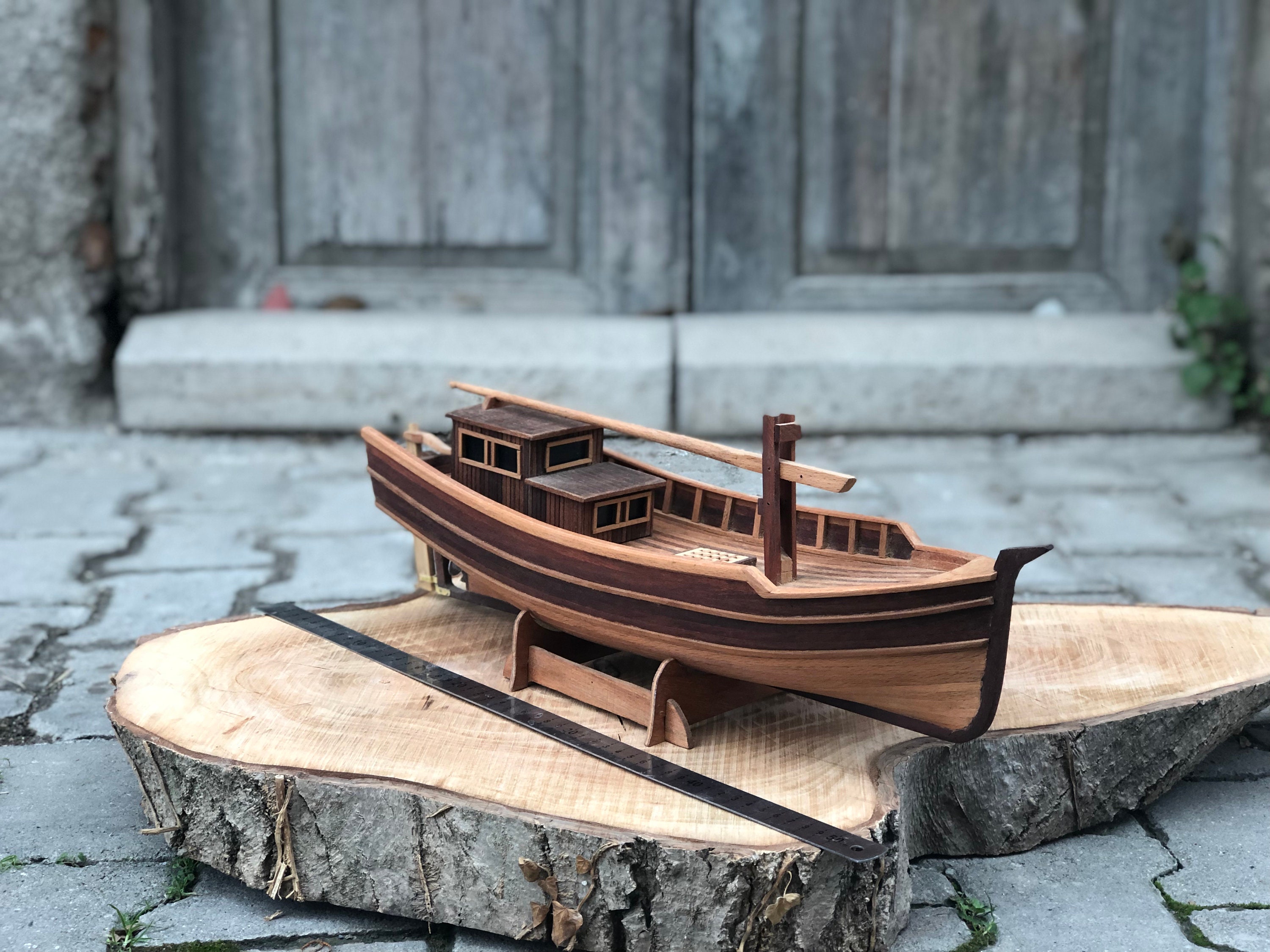 Wooden Fishing Boat Model Ship Wooden Ship Antique Ship Big Brother Gift