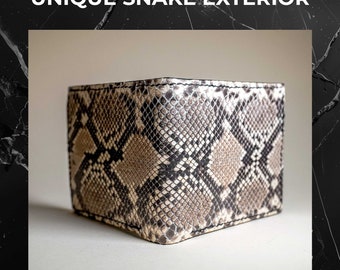 Genuine Python Snake Skin Exotic Leather Bifold Luxury Wallet