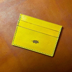 Porte-cartes en cuir véritable, porte-cartes de voyage ou portefeuille de poche Jaune