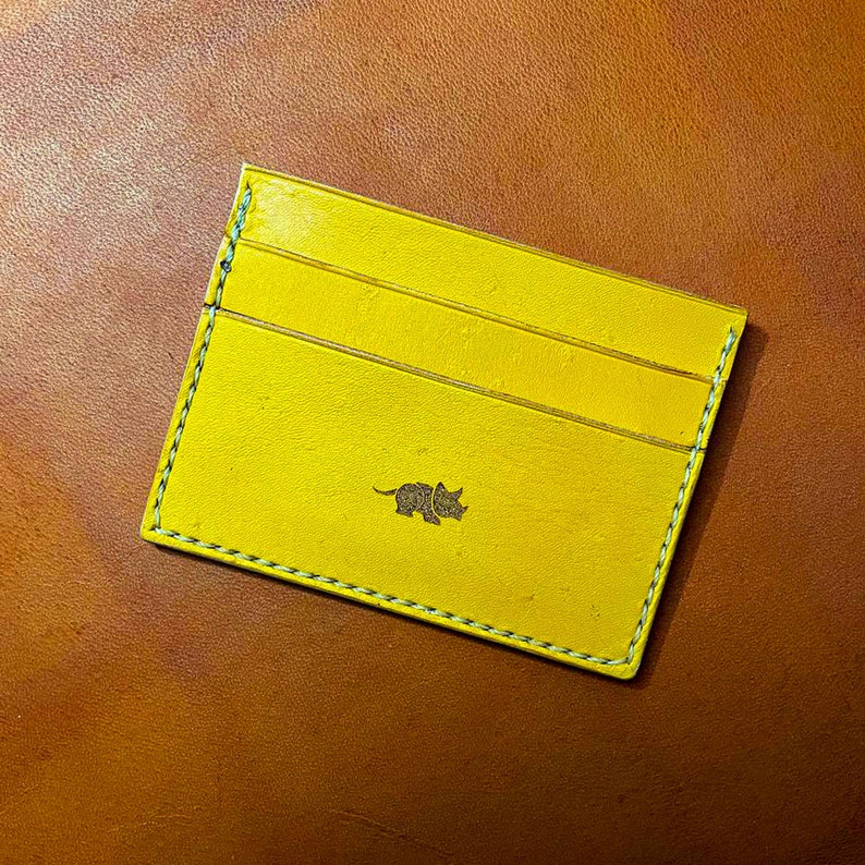 Porte-cartes en cuir véritable, porte-cartes de voyage ou portefeuille de poche Jaune