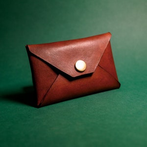 Pocket Card Wallet, pequeña cartera de viaje. Regalo de oficina, tarjetero de piel, cartera delgada a presión.