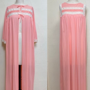 Sz. M Deadstock 1970&#39;s 2pc Nightgown and Robe Set