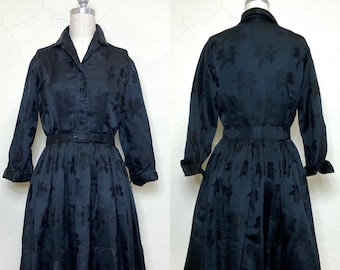 Sz. M 1950's Silk Shirt Dress