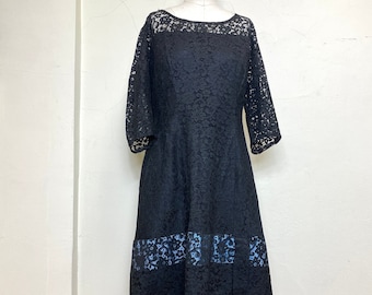 Sz. XL Black Lace 1950's Dress