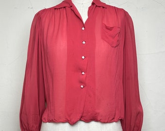 Sz. S 1950's Silk Chiffon Blouse