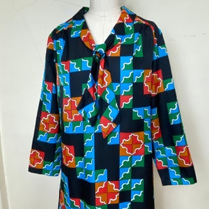 Sz. XL 1960&#39;s Tie Front Dress