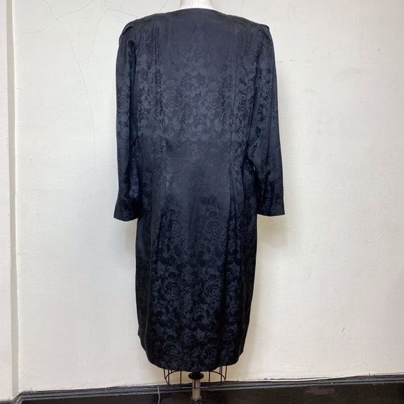 Sz. XL Black Silk 1980's Dress - image 5