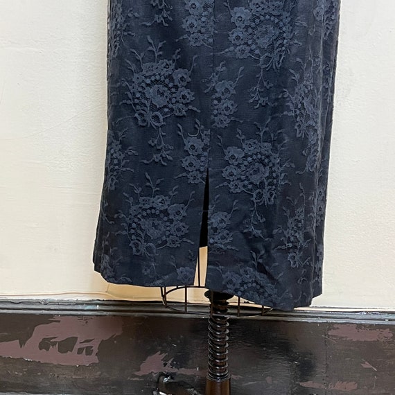 Sz. XL 1960's Black Lace Sheath Dress - image 7