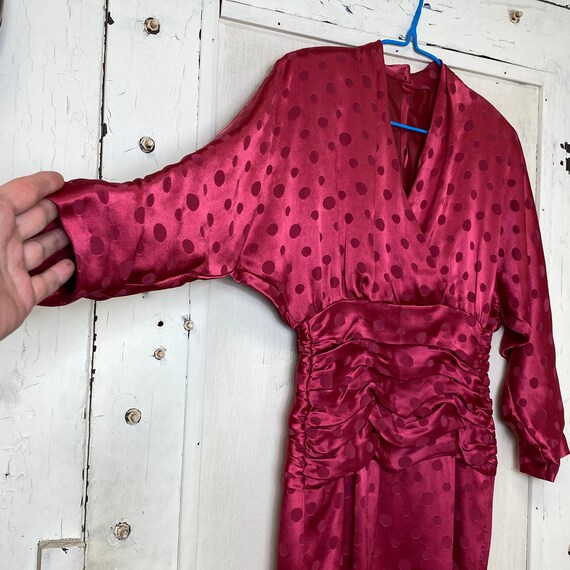 Sz XS Satin Jacquard 1980's Dress - image 3