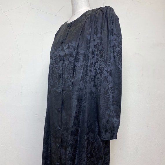 Sz. XL Black Silk 1980's Dress - image 6