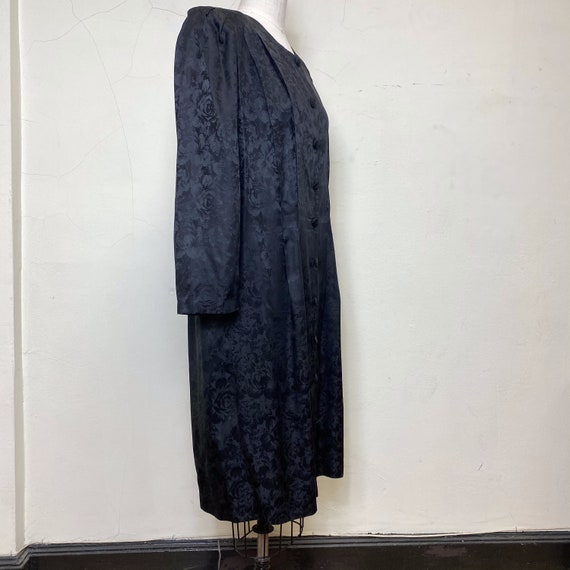 Sz. XL Black Silk 1980's Dress - image 4
