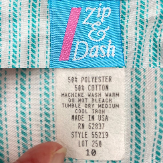 Sz 10 Vintage "Zip & Dash" Zip Front Dress - image 9