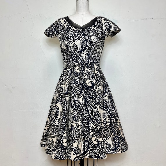 Sz. XS 1950's Cotton Paisley Dress "Suzy Perette"… - image 1