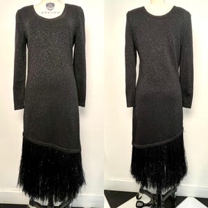 Sz. S 1980&#39;s Lillie Rubin Sweater Dress with FRINGE
