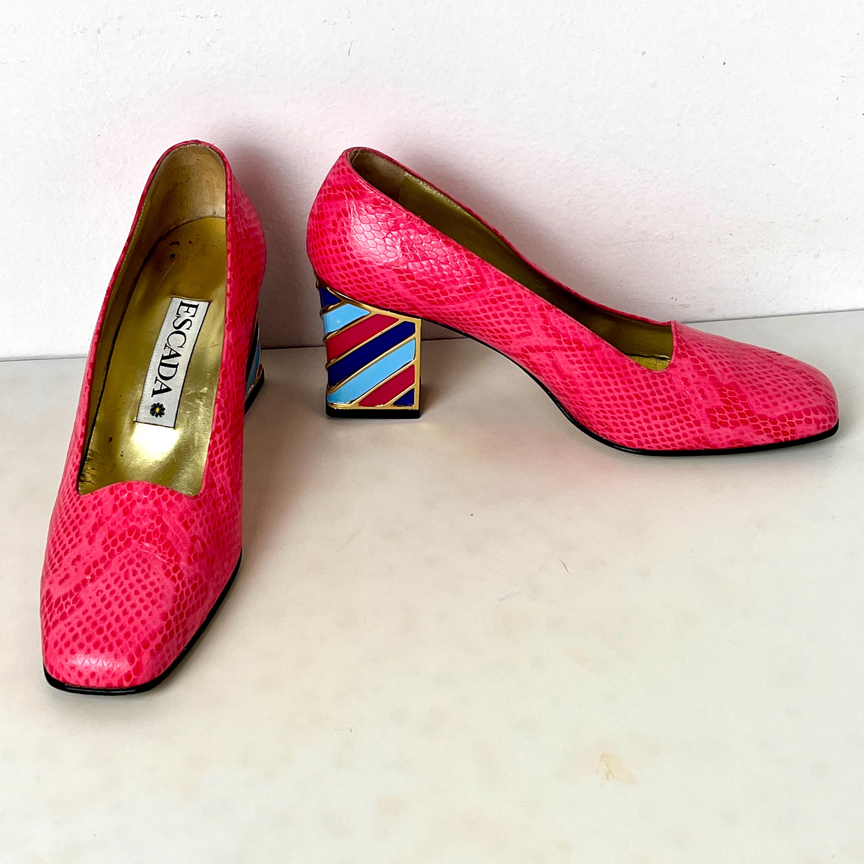 Escada True Red Leather Sling Back Pump Shoes w/silver heel  Escada sandal-style heels display picture 1