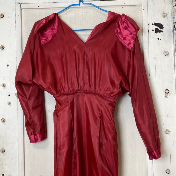 Sz XS Satin Jacquard 1980's Dress - image 9