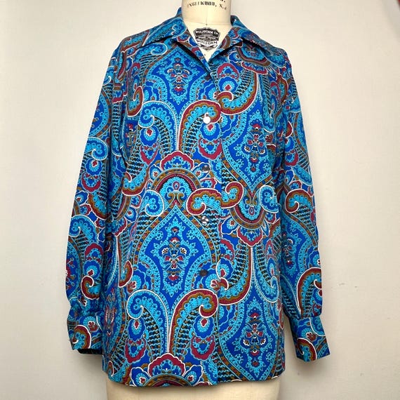 Sz. L 1970's Paisley Blouse "Frayne" - image 2