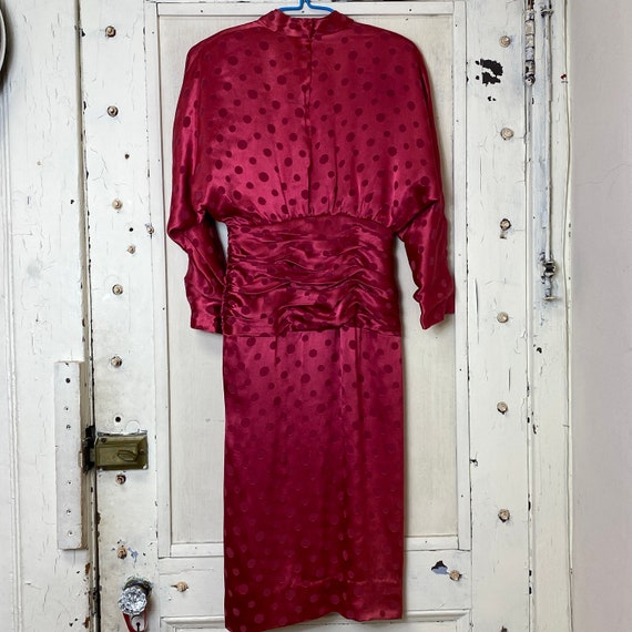 Sz XS Satin Jacquard 1980's Dress - image 5