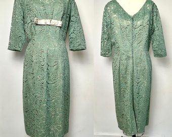 Sz. L 1950's Lace Sheath Dress "A Norman Original"