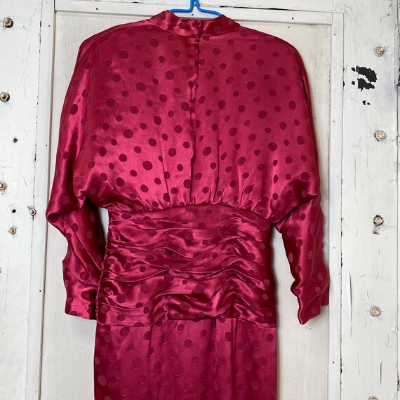 Sz XS Satin Jacquard 1980's Dress - image 6