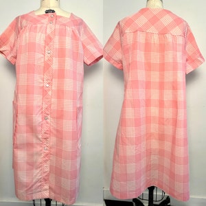 Sz. L Pink Plaid Housecoat Dress