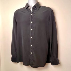 70s Silk ブラック シャツ 70s Silk Shirt Men - Etsy
