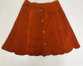 Sz. S Orange Suede Mini-Skirt 1960's