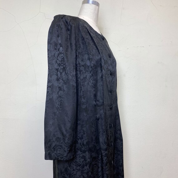 Sz. XL Black Silk 1980's Dress - image 3