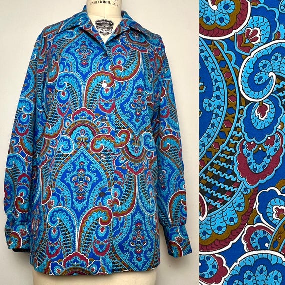 Sz. L 1970's Paisley Blouse "Frayne" - image 1