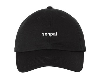 Senpai - Anime Weeb - Adjustable Embroidered Baseball Cap - Multiple Colors - Gift - Handmade