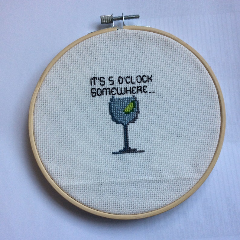 It S 5 O Clock Somewhere Cross Stitch Kit Everything Includedhoopdmcthreadneedle Kits How To Craft Supplies Tools Kromasol Com