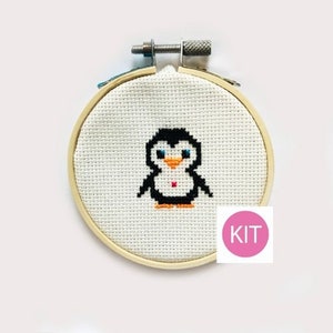 Cross Stitch Kit - Penguin - Everything Included/Hoop/DMCThread/Needle
