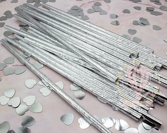 25 Pajitas de Fiesta Plateadas, Fiesta de Cumpleaños, Fiesta Espacial, Baby Shower, Despedida de Soltera, Boda, Día de San Valentín, Día de la Madre, Año Nuevo